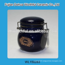 Brightly blue ceramic seal pot